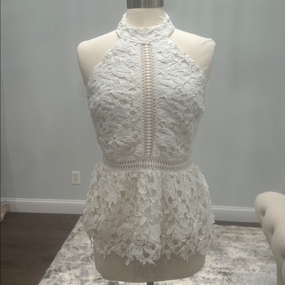 VENUS White Lace Halter Top